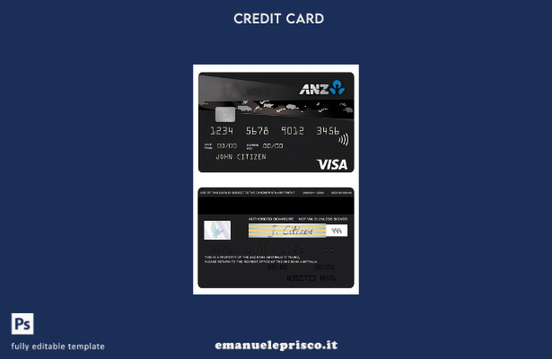 stile verificato Modello di carta visto di credito nero Australia ANZ Rewards